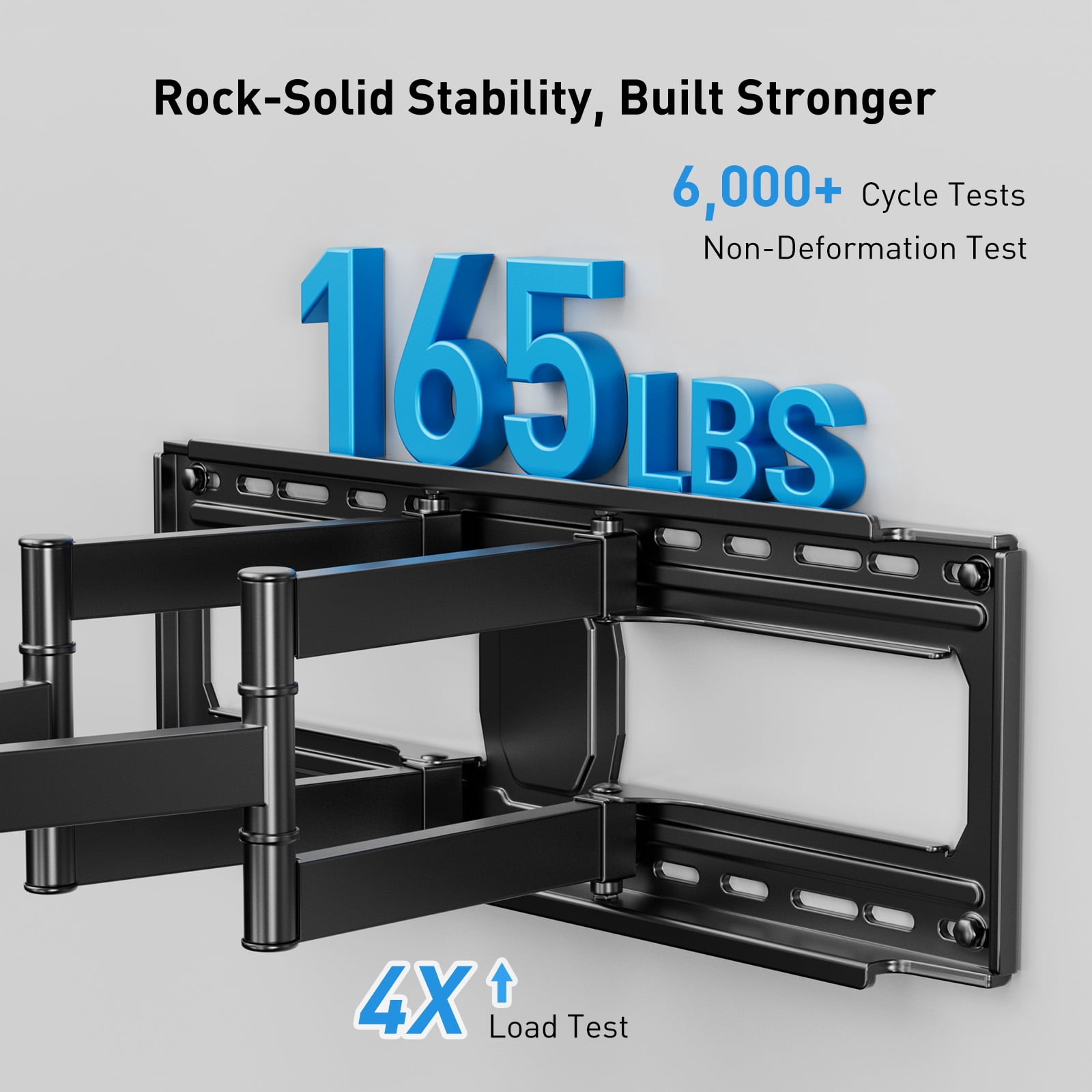 MountFTV Full Motion TV Mount for 42-97" TVs, Max 800x400mm, Holds up to 165 lbs, Fits 16″/18″/24″ Wood Studs, TV Wall Mount Bracket with Dual Articulating Arms, Swivel, Tilt Extension
