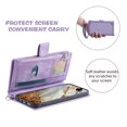 thumbnail image 3 of Nalacover for Samsung Galaxy S22 Ultra Flip Kickstand Wallet Case,Full Body Protection PU Leather Shockproof Magnetic Closure Zipper Pocket with Detachable Hand Strap&Shoulder Strap Cover.Purple, 3 of 9