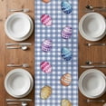 thumbnail image 6 of Bunny Gnomes Easter Table Runner - 48 Inch Long, Kitchen Dining Table Runner Dresser Scarves, Eggs Blue Checkered Farmhouse Farmhouse Decor for Coffee Tables Wedding Party Banquet, 6 of 8