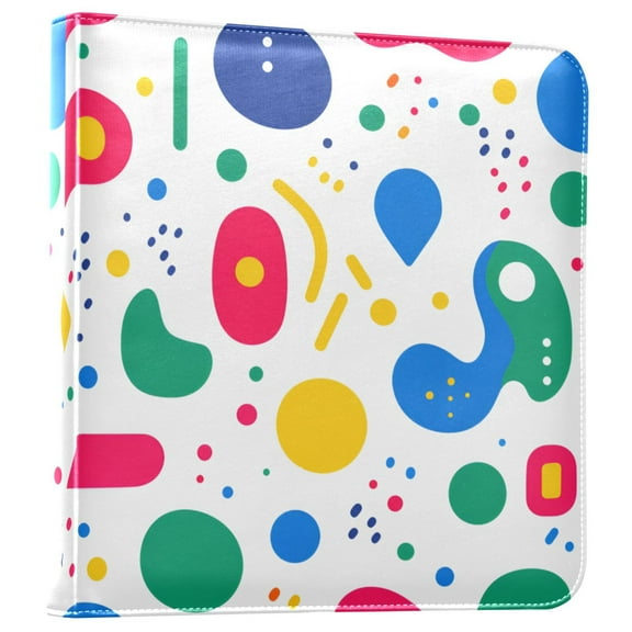 FORMRS 3 Ring Photo Album 4"x6" Self Adhesive Large Capacity PU Leather Cover, Colorful Round