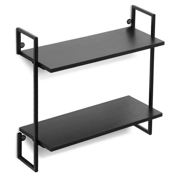 Americanflat Black Floating Wall Shelves - 2-Tiered - Wall Mounted