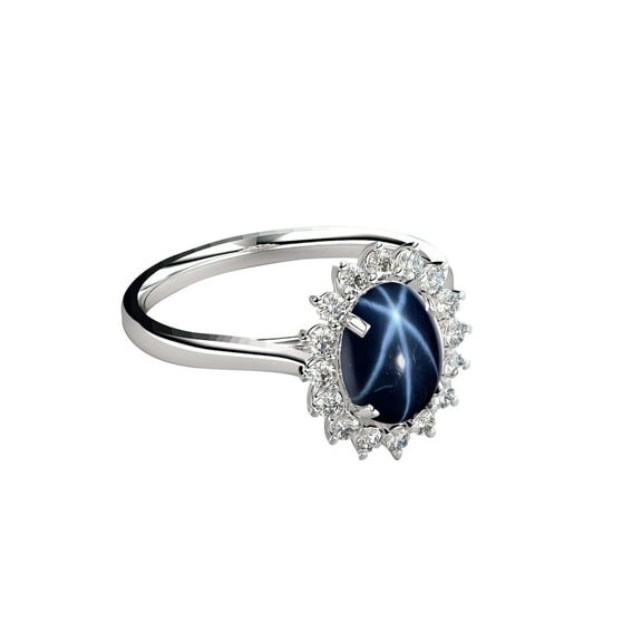 Elegant Natural Blue Star Sapphire Ring for Women in Solid Sterling Silver 925 Handcrafted Vintage Fine Jewelry Gift for Birthday, Anniversary, or Special Occasion Silver 3