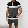 thumbnail image 2 of Cathalem Short Sets for Men 2 Piece Men's Track Suits 2 Piece Summer Short Sets Outfits Fashion Polo Shirt Casual Short Sleeve and Shorts set(Gray,XL), 2 of 5