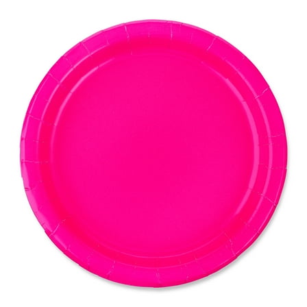 Disposable Paper Plates, 9", Neon Pink, 55 Count, by Way To Celebrate