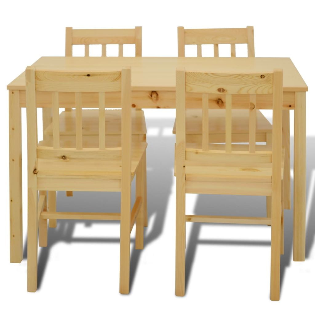 5 Piece Dining Set Dining Room Set, Wooden Kitchen Table and Chairs, Natural