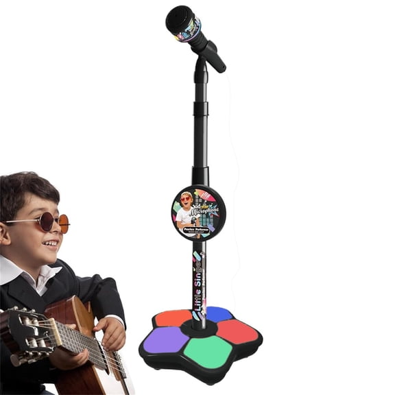 Karaoke Microphone Toy with Stand, Wired & Wireless Connectivity Karaoke Machine, Adjustable Stand Microphone Toy for Singing Play, Ideal Birthday Gift for Singing Lovers
