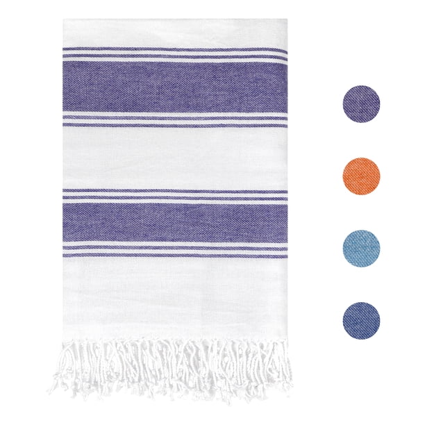 Toallas de cara de algodón REGALWOVEN para el rostro, toallas de cara de rayas altamente absorbentes, morado