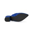 thumbnail image 3 of BLISSFUL STEP Women's Shoes Buckle Strap Pointed Toe Chunky Heel PU Vamp Mule Shoes Blue 9, 3 of 8