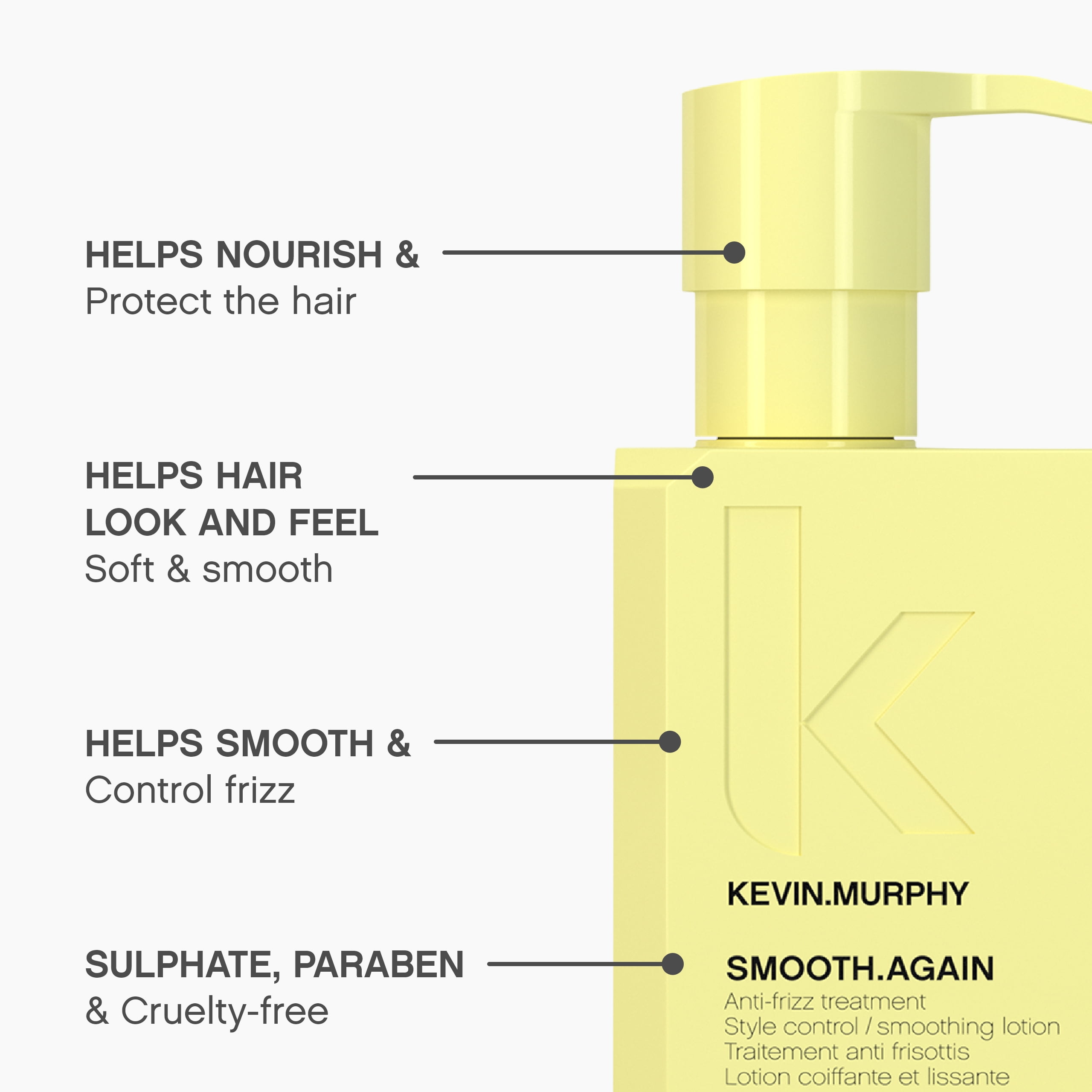 KEVIN.MURPHY SMOOTH.AGAIN - Smoothing, Leave-In Conditioner - For Thick, Coarse & Unruly Hair - Anti-Frizz Treatment - Styling Product for Hair Shine - 200 mL / 6.7 fl oz