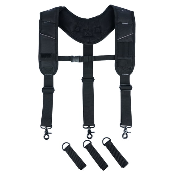 KUNN Tool Belt Suspenders,Heavy Duty 3-Points Padded Construction Work Pouch Suspender for Men with Tool Belt Loops