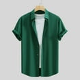 thumbnail image 2 of Lovskoo Mens Button Down Short Sleeve Shirt Collared Shirt Formal Solid Color Print Shirt Blouse Green, 2 of 5