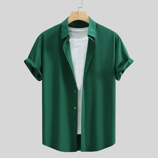 pstuiky Camisa de manga corta para hombre, Blusa de manga corta con cuello redondo y empalme irregular para hombre camisetas de hombre xl