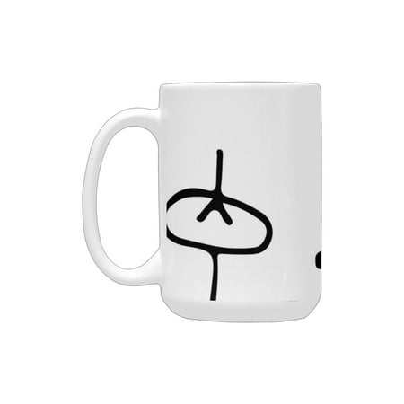 

Humor Decor Musician Stickman Plays Drums Happy Instrument Artisan Indie Style Figure Art Black Whit Ceramic Mug (15 OZ) (Made In USA)