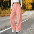 thumbnail image 2 of Women's Casual Sweatpants Drawstring Solid Color Elastic Waist Sports Straight Slim Side Line Track Pants, 2 of 8