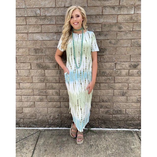 Nouvelle Robe Ample Imprimée pour Femmes, Col Rond, Manches Courtes, Dégradé Teinture sur Nœuds, Style Tribal Décontracté