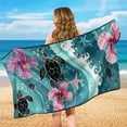 thumbnail image 7 of FOR U DESIGNS Turtle Hibiscus Sea Wave Print Automotive Seat Covers Multifunctional Car Towels, Yoga Mat Towel, Washable Universal Fit Seat Protector for Front Seats, 7 of 7