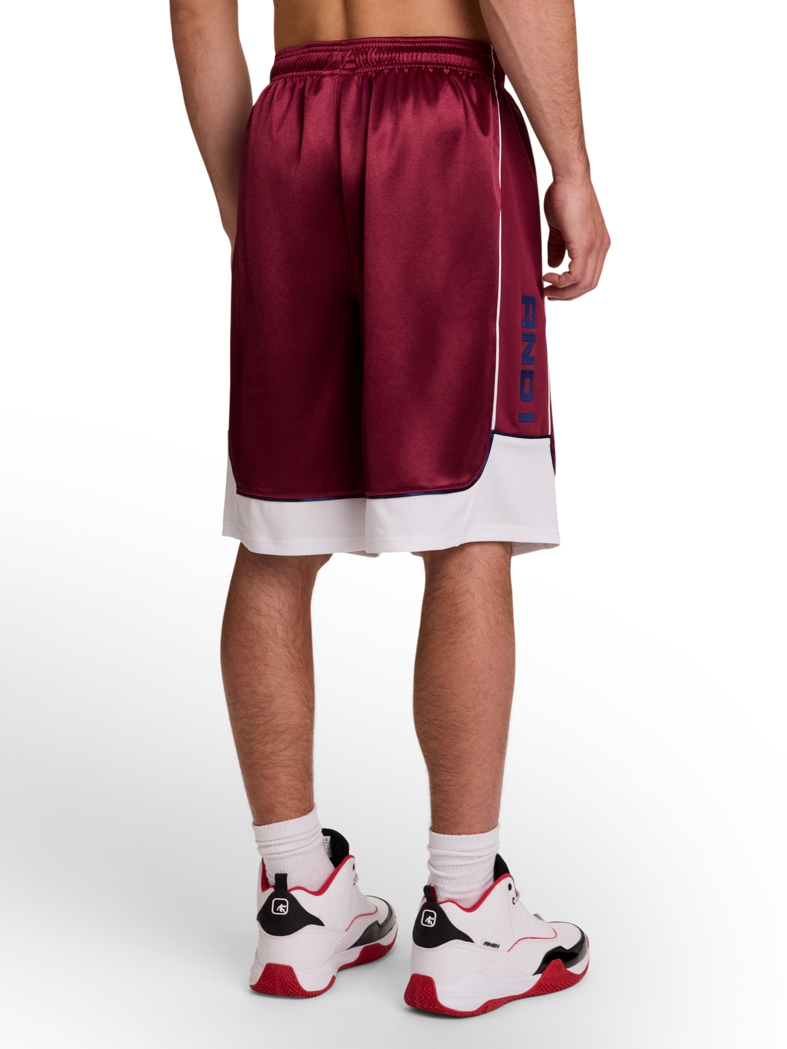 AND1 Men's and Big Men's All Court Colorblock Short, 11" inseam, up to Size 5XL