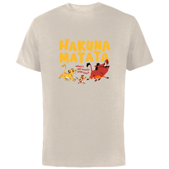 Disney The Lion King Simba Timon Pumbaa Hakuna Matata Walk - Short Sleeve Cotton T-Shirt for Adults - Customized-Natural