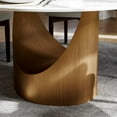 thumbnail image 2 of FHKJ HOME 60" Modern Round Dining Table for 6, Glossy White Sintered Stone Top, 2 of 6