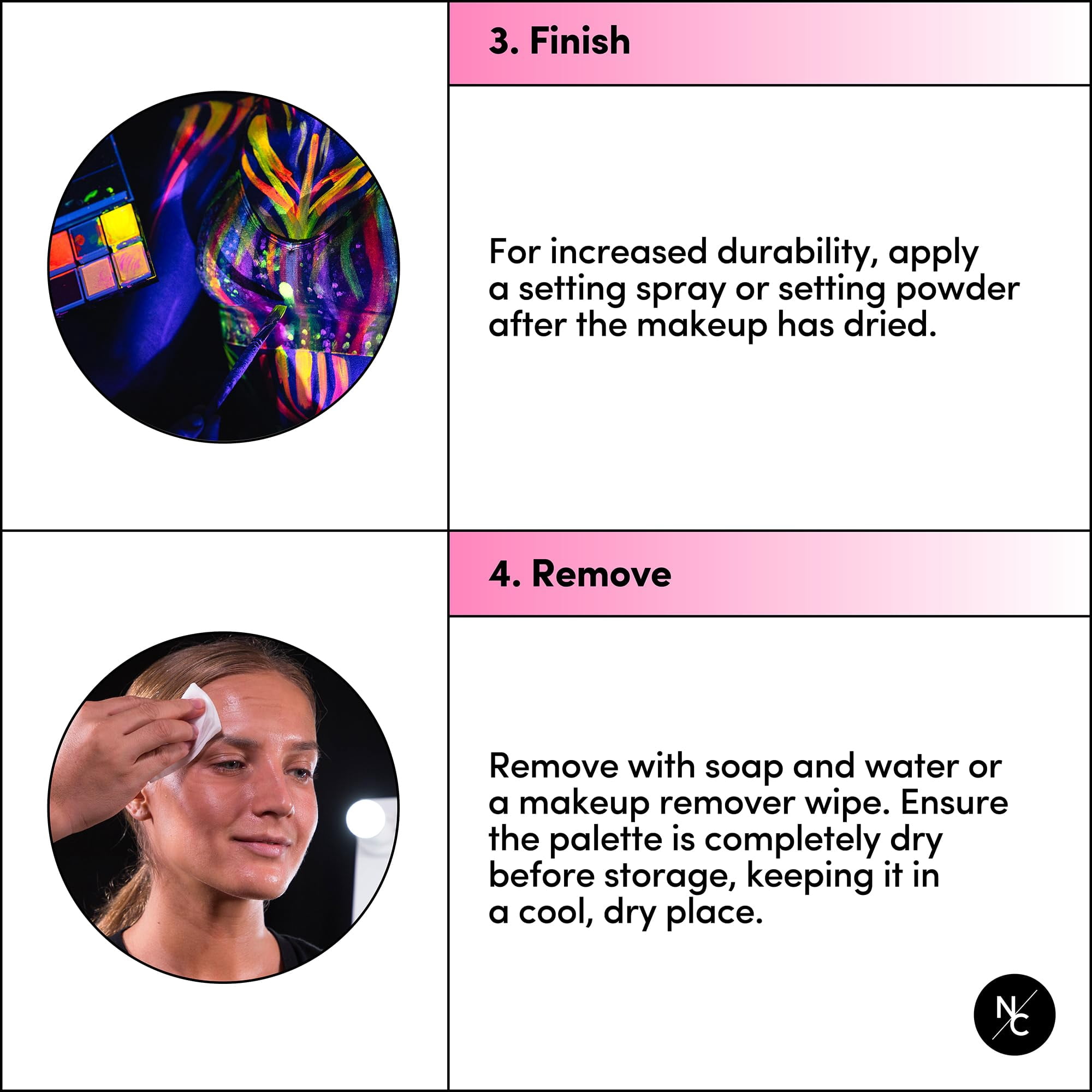 Narrative Cosmetics UV 12-Color Palette - Water-Activated Neon Glow Makeup for Face & Body - Fluorescent Shades for SFX, Party Makeup, Cosplay & Theatrical Performances
