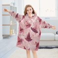 thumbnail image 5 of Wearable Blanket with Sleeves and Pocket Oversized Hooded Sweatshirt 3-14 YR Hats with Delicate Bows L, 5 of 7