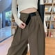 thumbnail image 2 of Pantalones de pierna ancha de traje para mujer, primavera y otoño, cintura alta, drapeados, sueltos, adelgazantes, pantalones casuales, rectos, pantalones largos con fregona, 2 of 6
