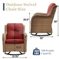 thumbnail image 3 of Gymojoy 2 Pieces Outdoor Patio Wicker Swivel Glider Rocker Chair with High Back Deep Seat, Red Cushion, 3 of 9