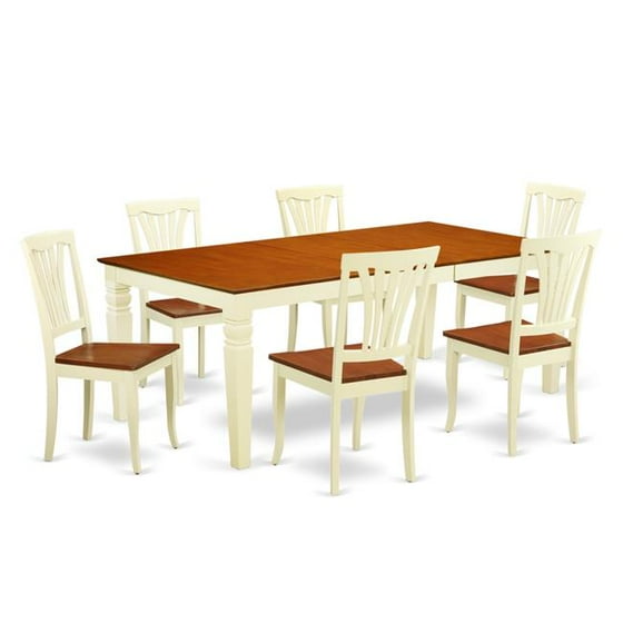 Dinette Set With One Logan Dining Room Table Six Chairs Ermilk Cherry 7 Piece
