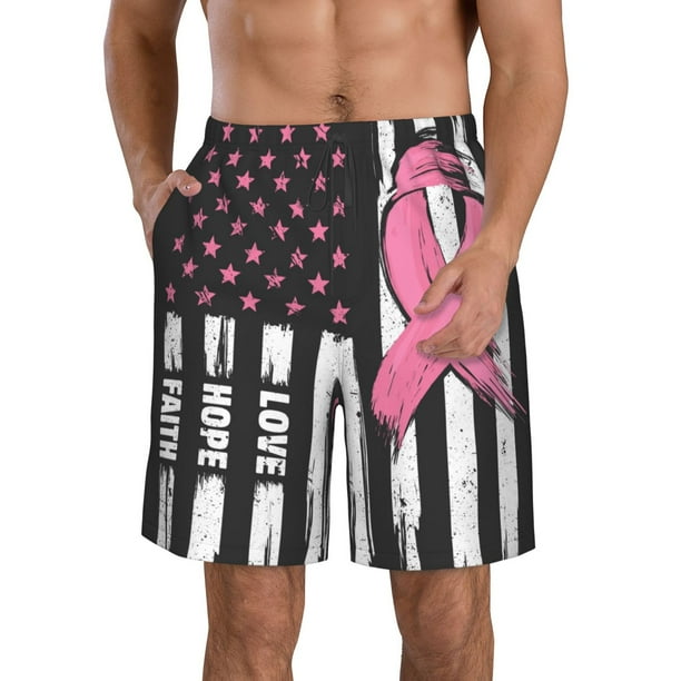 Fotbe Ribbon Breast Cancer Awareness Trajes de Baño Estampados para Hombre, Shorts de Verano de Secado Rápido, Ropa de Playa, Bañadores-Small