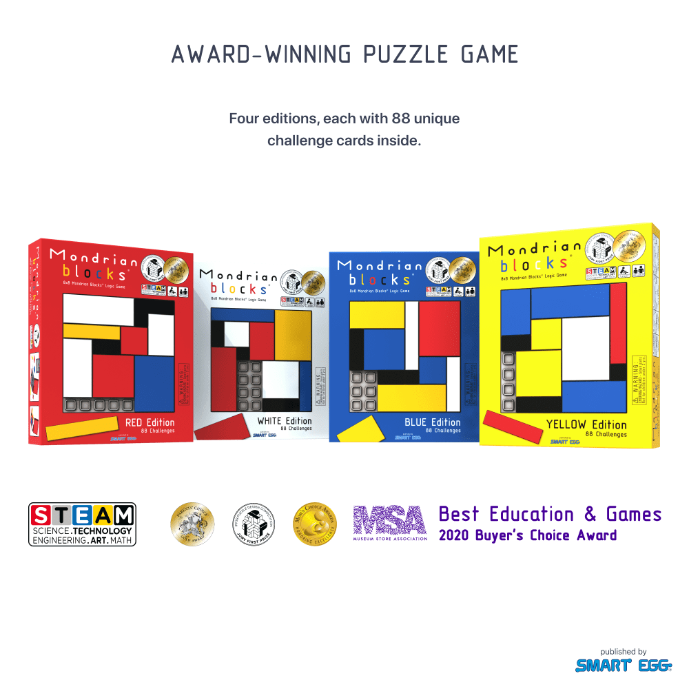 Mondrian Blocks White Edition Puzzle Game for Learning and Play