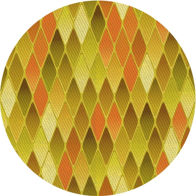 Ahgly Company Tapis Rond Lavable en Machine Intérieur Transitionnel Jaune Profond, 4 Pieds Rond