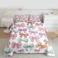 thumbnail image 3 of Homewish Lovely Bow Ribbon Queen Comforter Set,Cute Cartoon Bowknot Bedding Sets,Rainbow Bowtie Bedding Comforter Set For Girl Teens,Ultra Soft Home Decor Reversible,3pcs, 3 of 9