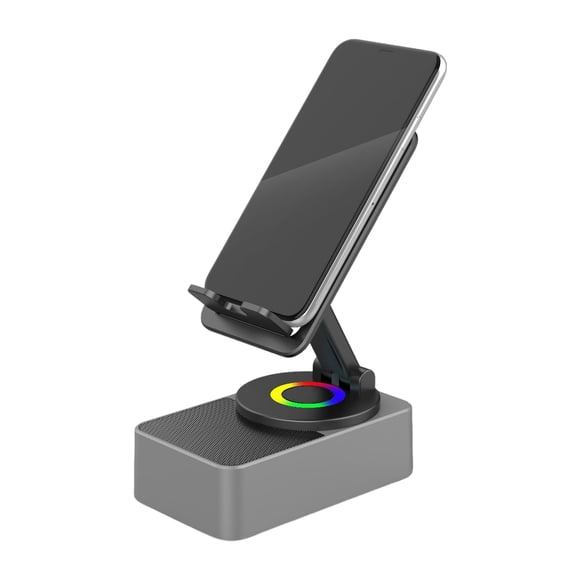 Soporte para teléfono celular con altavoz inalámbrico compatible con Bluetooth y base LED con sonido envolvente para iPhone, uso doméstico y exterior.