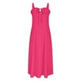 thumbnail image 6 of Women's Dresses Plus Size Sleeveless Square Neck Spaghetti Strap Tie Front Camisole Dress Summer Long Flowy Beach Sundresses Hot Pink XXL, 6 of 9