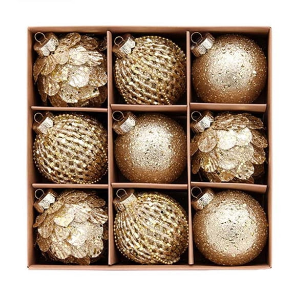 9PCS Christmas Ball Ornaments 3.15'' Shatterproof Foam Hanging Balls Christmas Tree Decoration Ornaments for Xmas Holiday Party Wedding Decor, Gold