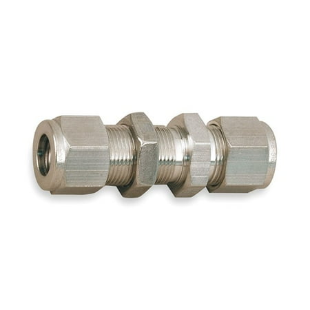 Bulkhead Union, 1/4 In Tube Sz, SS