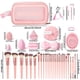 thumbnail image 5 of Juego de brochas de maquillaje HGHDBT, 70 piezas, rosa con funda Professional, 5 of 9