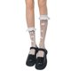 thumbnail image 1 of Calcetines hasta la pantorrilla de encaje Floral para mujer, medias de malla de satén con adornos con volantes y agujeros calados para decoración de lazo anudado de verano, 1 of 5