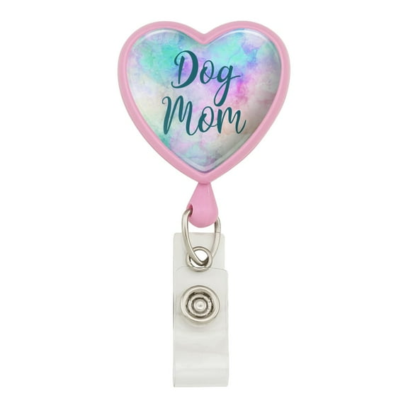 Dog Mom Heart Lanyard Retractable Reel Badge ID Card Holder