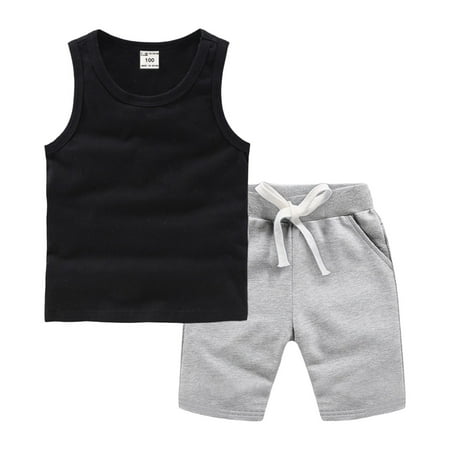 Ketyyh-chn99 Toddler Boys Summer Outfits Toddler Baby Boy Summer Outfits Sleeveless Tank Tops 18M 24M 1T 2T 3T 4T 5T 6T 7T 8T Shorts Set Clothes Size for 2-3 Years Black