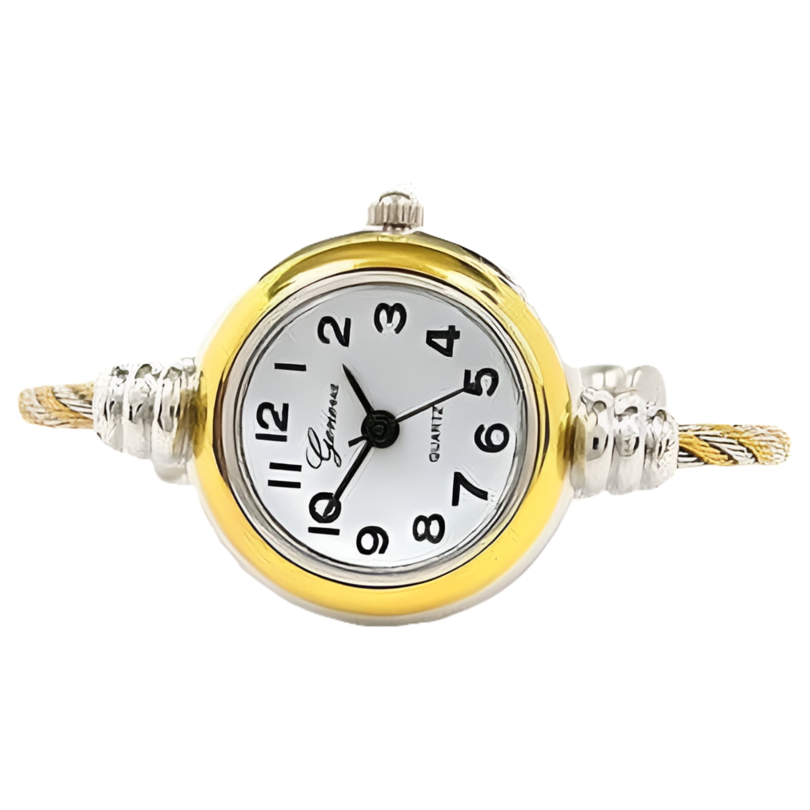 Two Tone Gold Silver Cable Band Ladies Bangle Watch
