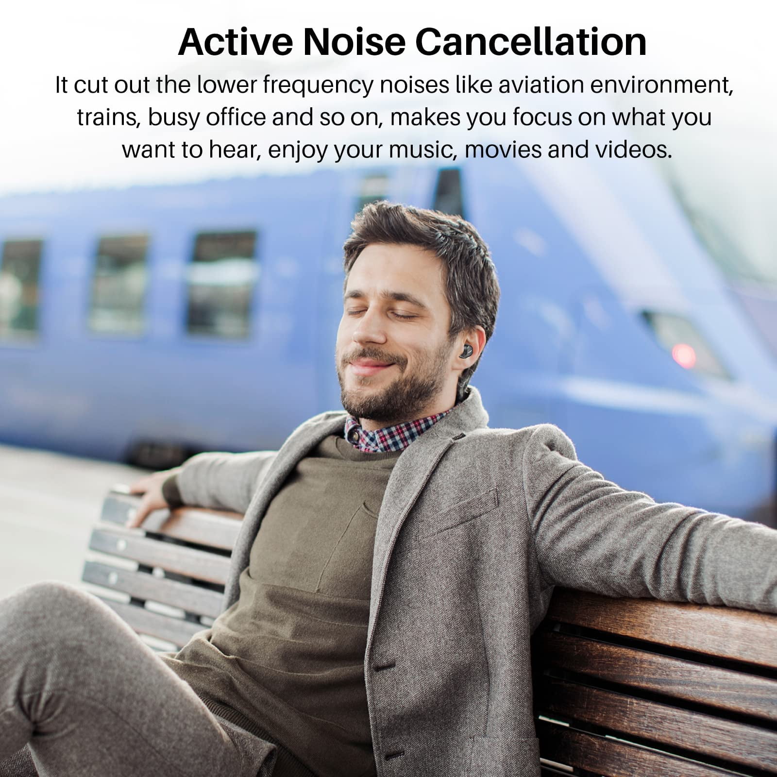 TOZO NC7 Hybrid Active Noise Cancelling Earbuds Wireless, Bluetooth in-Ear Headphones, 72H Play, Stereo Bass, 2 ENC Mic, IPX6 Waterproof, In-Ear Detection, Transparency Mode