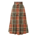 thumbnail image 6 of Delconic Women Plaid Drawstring Waist Tiered Maxi Skirt with Pockets Casual Loose Fit A Line Long Skirt for Everyday Wear Saffron S, 6 of 6