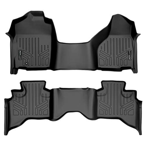 MAX LINER A0320/B0048 SMARTLINER Floor Mats 2 Row Liner Set Black 2009-2012 Dodge Ram 1500 Quad Cab 1st Row Bench Seat Front Single Floor Hook