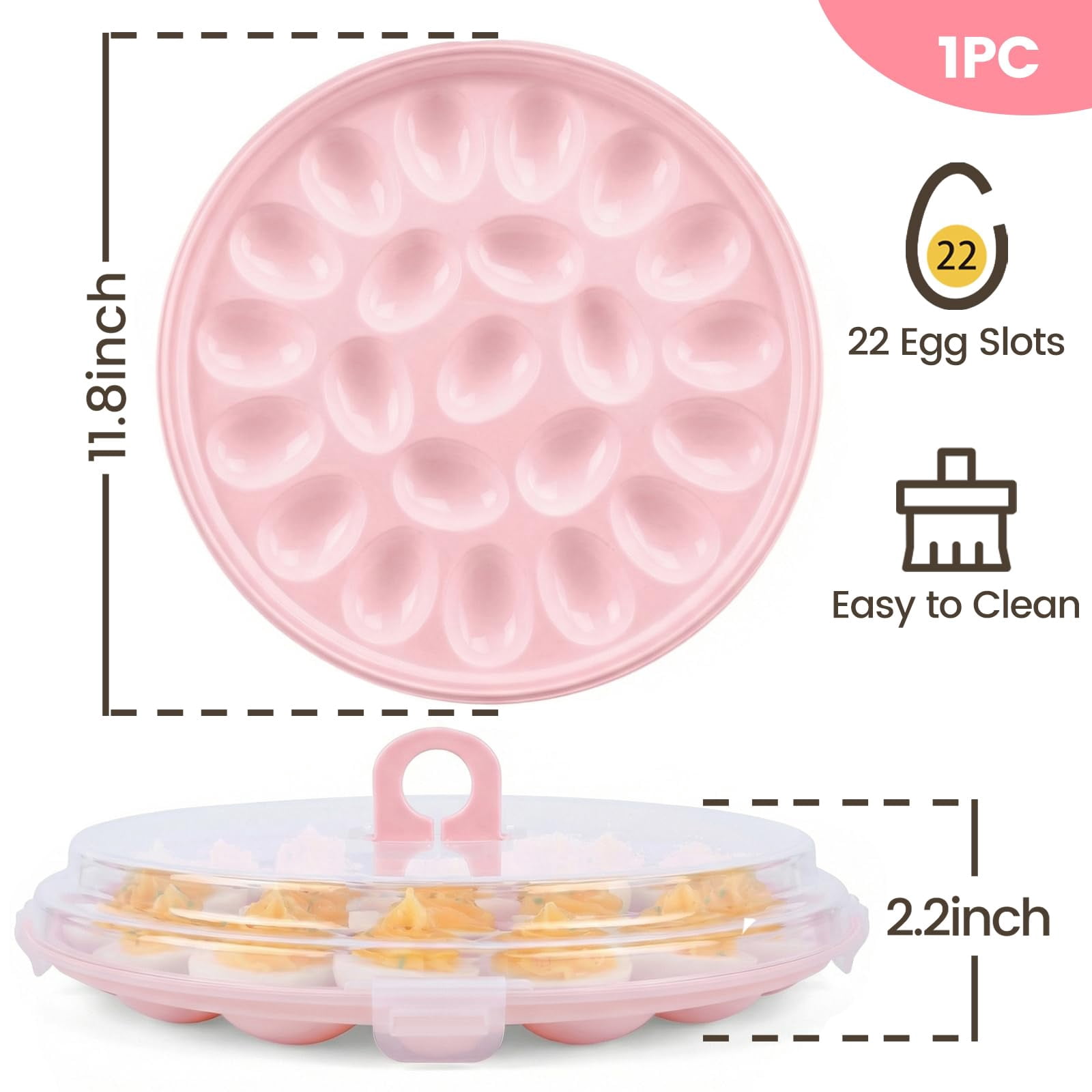 Deviled egg container with lid, deviled egg tray rack, 22 slots, perfect for holiday parties and home kitchens.