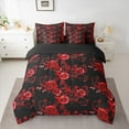 thumbnail image 3 of Manfei Fashion Red Rose 7pcs Bedding Comforter Set for Adult, Flower Floral Queen Bedding Sets, Romantic Anniversary Reversible Queen Sheet Sets, Breathable Home Decor, 3 of 8