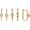 thumbnail image 4 of Gold Plated Heart, Emerald, Star, Marquee Bezel Set Oval Hoop Earring, Giorgio Bergamo Star, 4 of 6