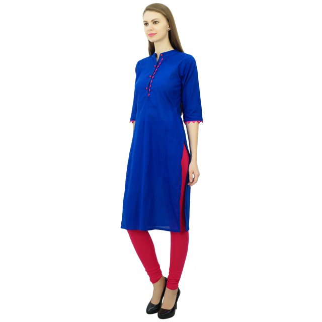 Phagun Kurti Uni en Coton Tunique de Designer Col Mandarin Kurta Ethnique Décontractée Blouse