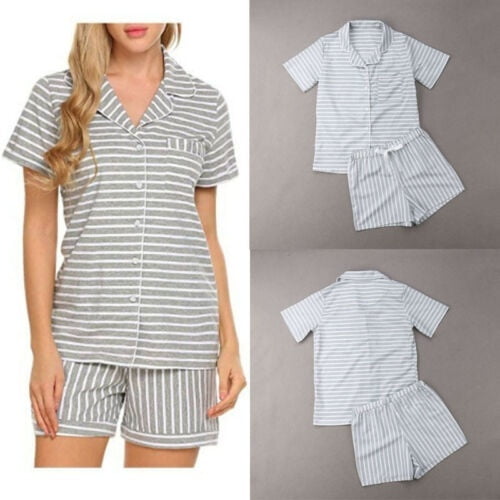 Fashion Women Sleepwear Cute Cotton Pajamas Set Short Sleeve Nightgown Summer Pjamas pjs