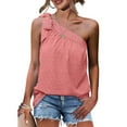 thumbnail image 2 of asdoklhq 2025 Summer Fall Womens Tops Clearance under $5 One Shoulder Tops for Women Summer Chiffon Shirts Tie Bow Knot Sleeveless Tank Tops Loose Fit Watermelon Red L, 2 of 9